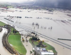 City and farmlands flooding