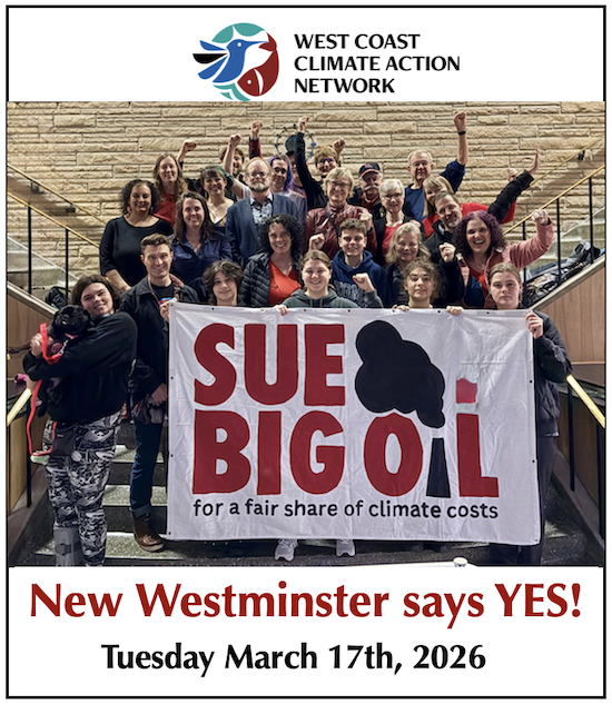 A group of youth holding a large sign that says "Sue big Oil"