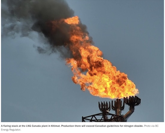 An LNG flare stack
