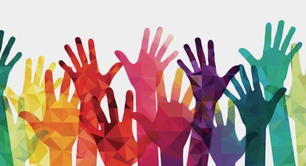 Drawing of colourful hands