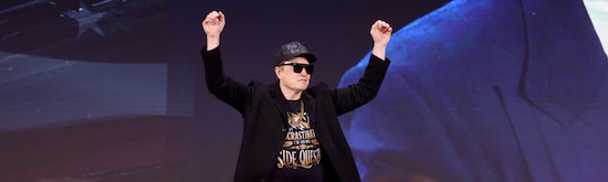 Man with hands up
