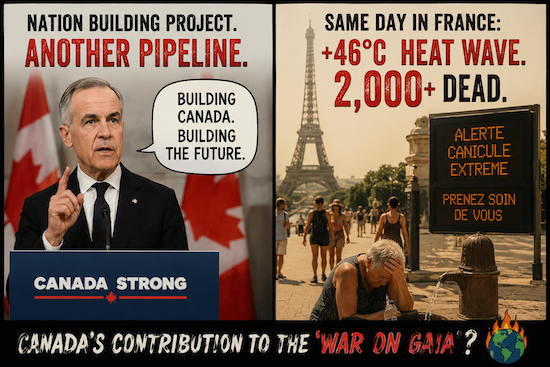 Carney on one side approving another pipeline and the heatwave in France on the other side