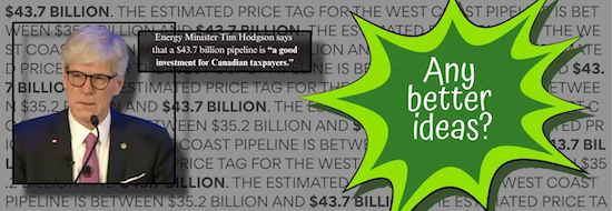 A picture of Tim Hodgson saying investing in LNG is good for Canadian tax payers