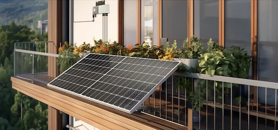 Solar panels on a balcony - ai made image